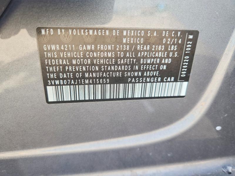 54879306 :رقم المزاد ، 3VWB07AJ1EM415659 vin ، 2014 Volkswagen Jetta مزاد بيع
