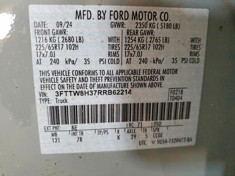 Продаж на аукціоні авто 2024 Ford Maverick, vin: 3FTTW8H37RRB62214, номер лоту: 54724056
