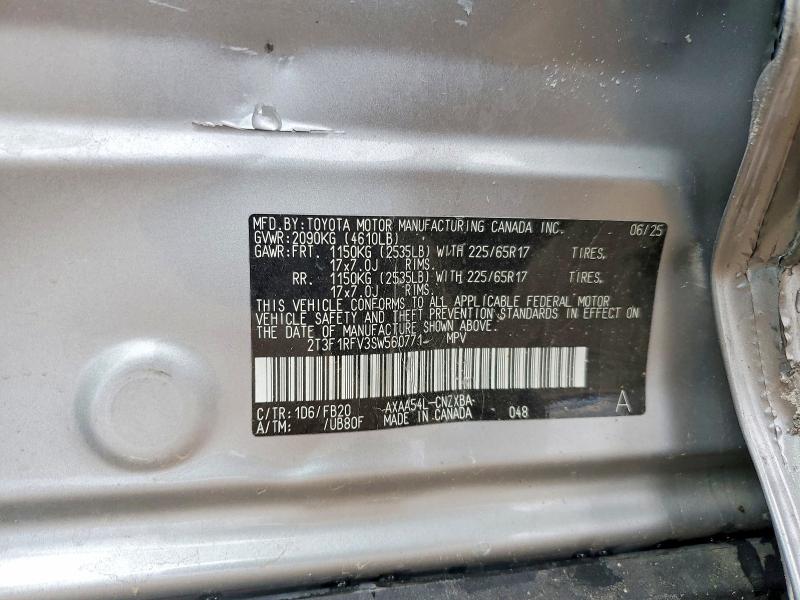 Aukcja sprzedaży 2025 Toyota Rav4, vin: 2T3F1RFV3SW560771, numer aukcji: 52507166