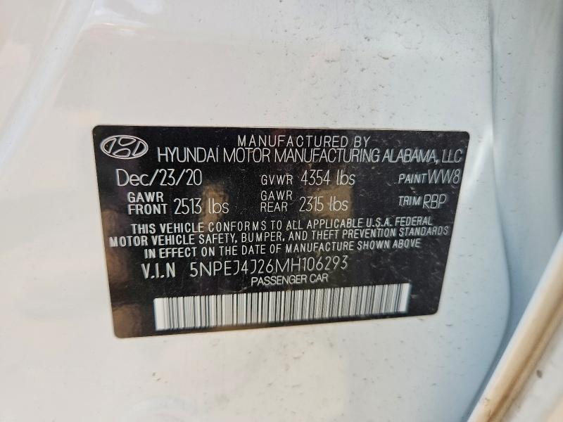 Продаж на аукціоні авто 2021 Hyundai Sonata, vin: 5NPEJ4J26MH106293, номер лоту: 53349826
