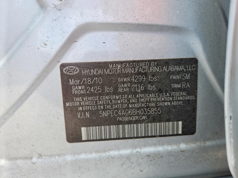 54897006 :رقم المزاد ، 5NPEC4AC6BH035855 vin ، 2011 Hyundai Sonata مزاد بيع