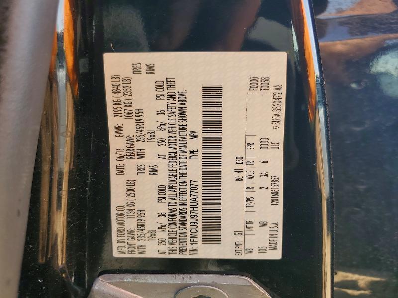 Aukcja sprzedaży 2017 Ford Escape, vin: 1FMCU9J97HUA77077, numer aukcji: 52489556