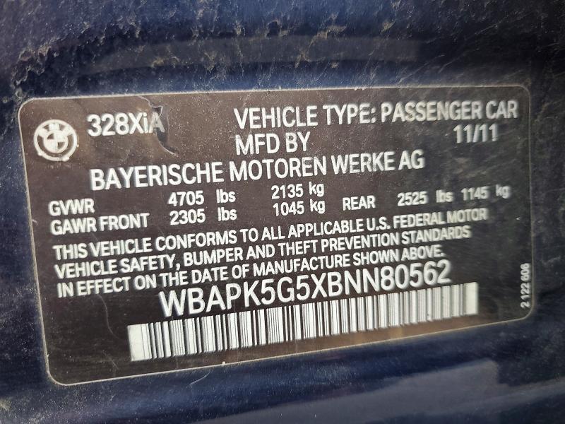 Aukcja sprzedaży 2011 Bmw 328, vin: WBAPK5G5XBNN80562, numer aukcji: 53051936