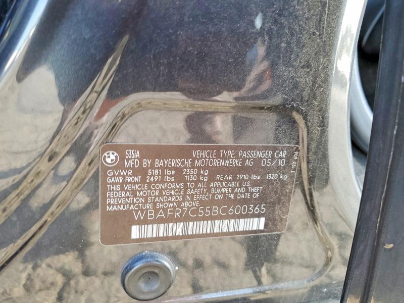 Продажа на аукционе авто 2011 Bmw 535, vin: WBAFR7C55BC600365, номер лота: 52386706