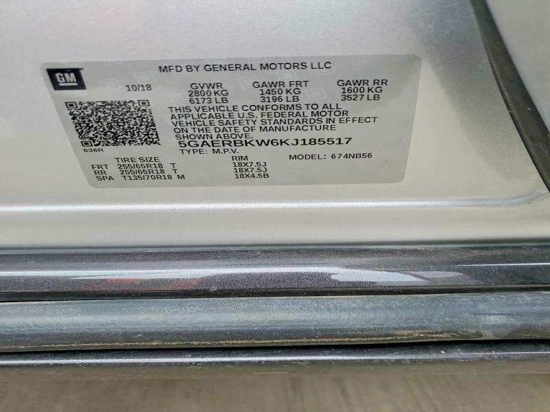2019 Buick Enclave მანქანა იყიდება აუქციონზე, vin: 5GAERBKW6KJ185517, აუქციონის ნომერი: 52549776