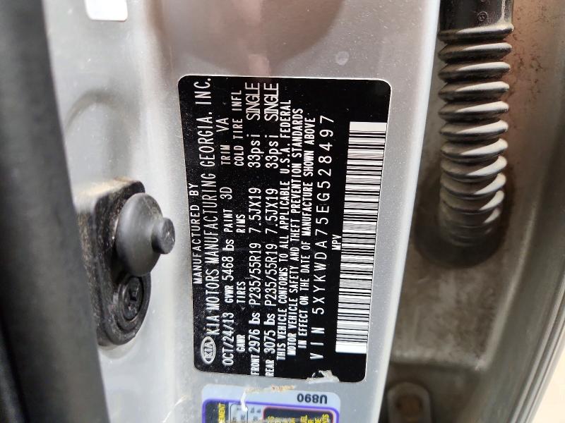 53663996 :رقم المزاد ، 5XYKWDA75EG528497 vin ، 2014 Kia Sorento مزاد بيع