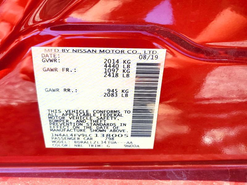 54101026 :رقم المزاد ، 1N4AL4FV9LC138005 vin ، 2020 Nissan Altima مزاد بيع