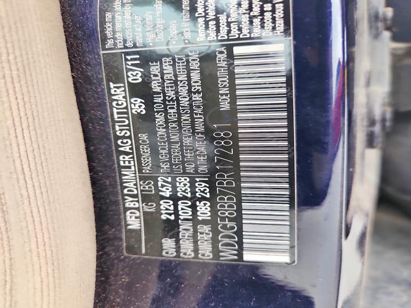 Продаж на аукціоні авто 2011 Mercedes-benz C, vin: WDDGF8BB7BR172881, номер лоту: 52119896