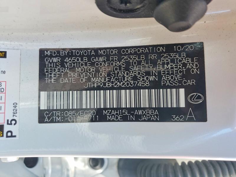 Aukcja sprzedaży 2021 Lexus Ux, vin: JTHP9JBH2M2037458, numer aukcji: 55424566