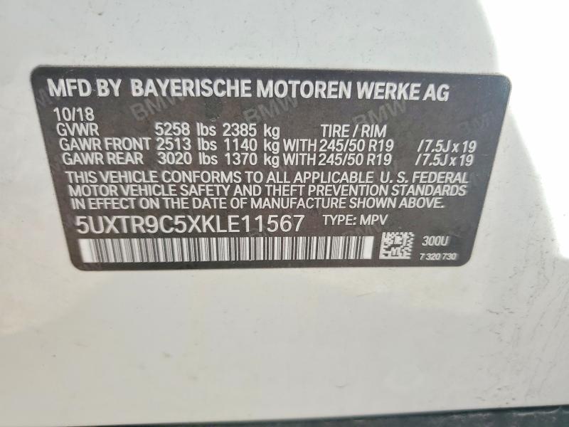 Aukcja sprzedaży 2019 Bmw X3, vin: 5UXTR9C5XKLE11567, numer aukcji: 51667006
