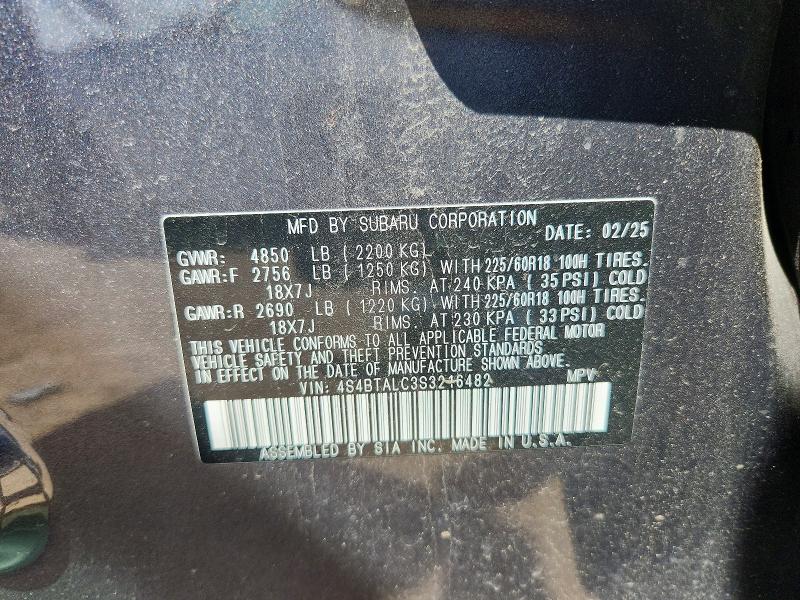 Aukcja sprzedaży 2025 Subaru Outback, vin: 4S4BTALC3S3216482, numer aukcji: 55072816