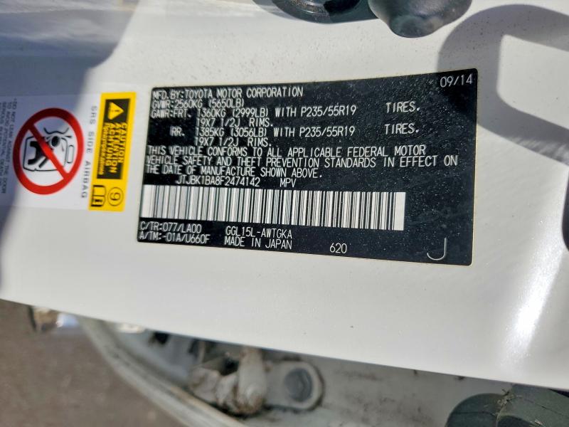 52270976 :رقم المزاد ، JTJBK1BA8F2474142 vin ، 2015 Lexus Rx 350 مزاد بيع