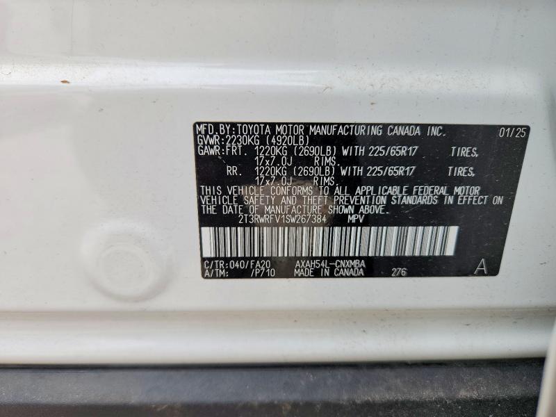 2025 Toyota Rav4 Hybrid მანქანა იყიდება აუქციონზე, vin: 2T3RWRFV1SW267384, აუქციონის ნომერი: 54611936