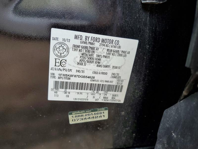 Aukcja sprzedaży 2013 Ford Explorer, vin: 1FM5K8F87DGB54628, numer aukcji: 54681646