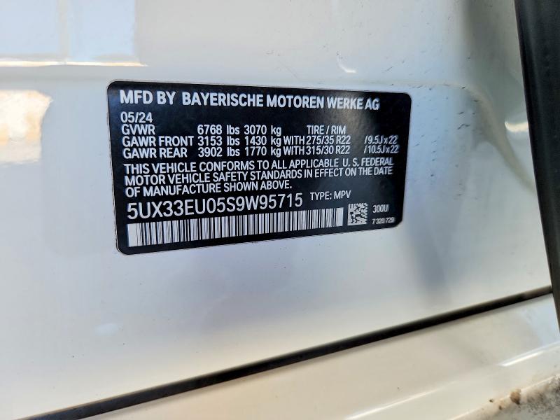 Продаж на аукціоні авто 2025 Bmw X5, vin: 5UX33EU05S9W95715, номер лоту: 52656336