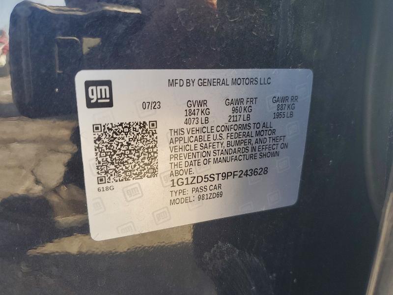 52971066 :رقم المزاد ، 1G1ZD5ST9PF243628 vin ، 2023 Chevrolet Malibu مزاد بيع