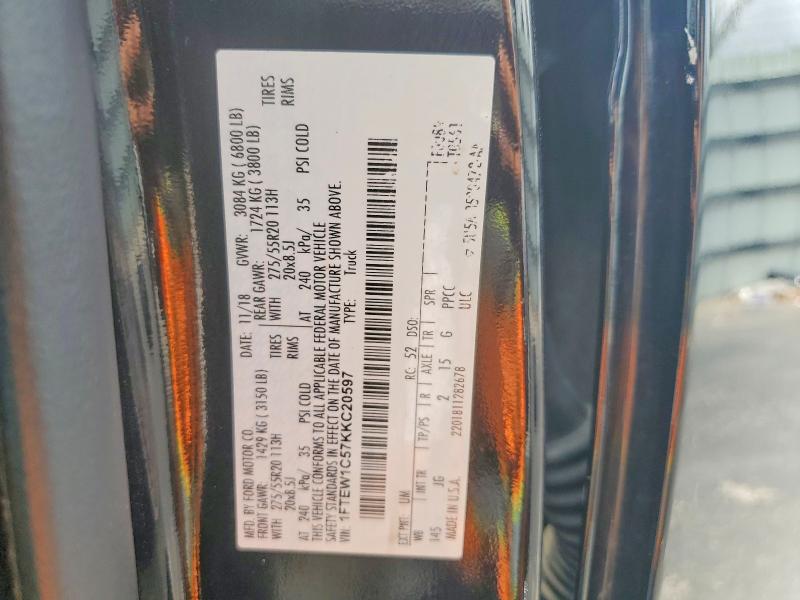 Aukcja sprzedaży 2019 Ford F150, vin: 1FTEW1C57KKC20597, numer aukcji: 54479216