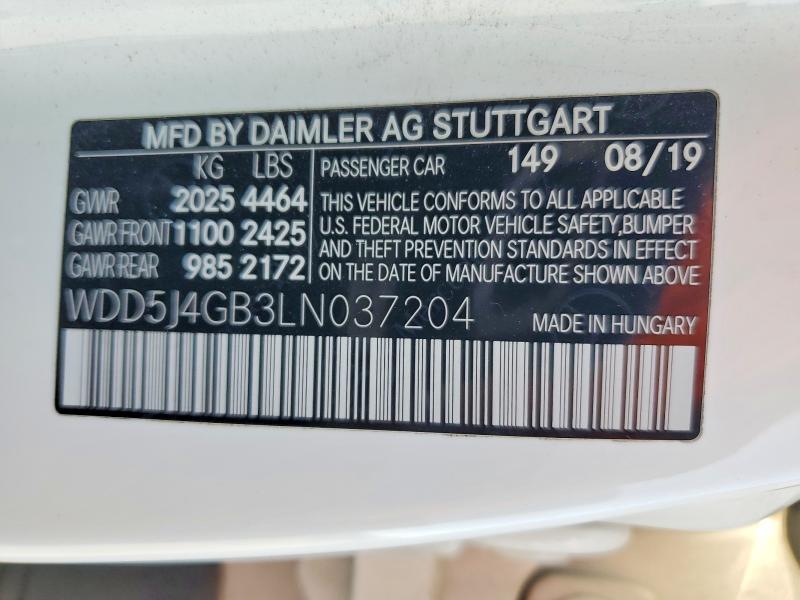 Продажа на аукционе авто 2020 Mercedes-benz Cla, vin: WDD5J4GB3LN037204, номер лота: 54109076