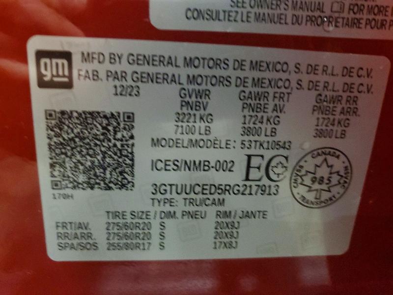 Продажа на аукционе авто 2024 Gmc Sierra, vin: 3GTUUCED5RG217913, номер лота: 51782826