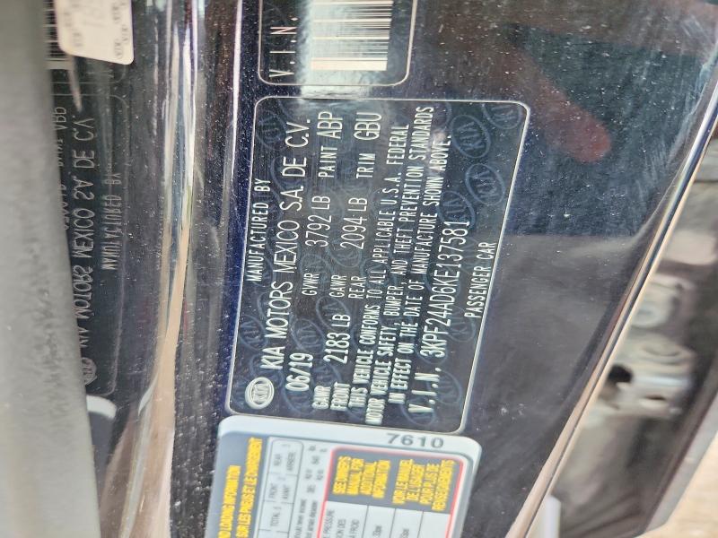 Продаж на аукціоні авто 2019 Kia Forte, vin: 3KPF24AD6KE137581, номер лоту: 51896806