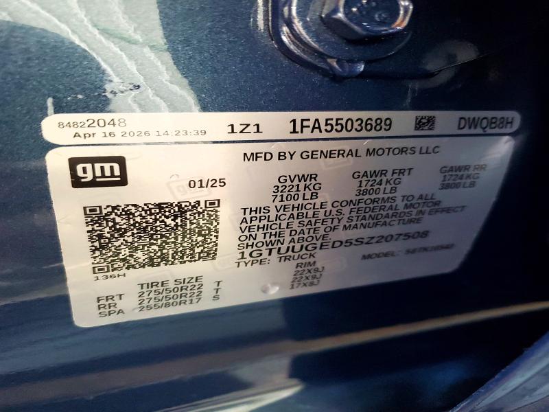 Продаж на аукціоні авто 2025 Gmc Sierra, vin: 1GTUUGED5SZ207508, номер лоту: 52702046