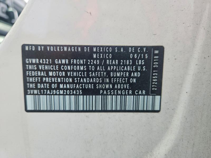 Продаж на аукціоні авто 2016 Volkswagen Jetta, vin: 3VWL17AJ9GM203435, номер лоту: 54239566