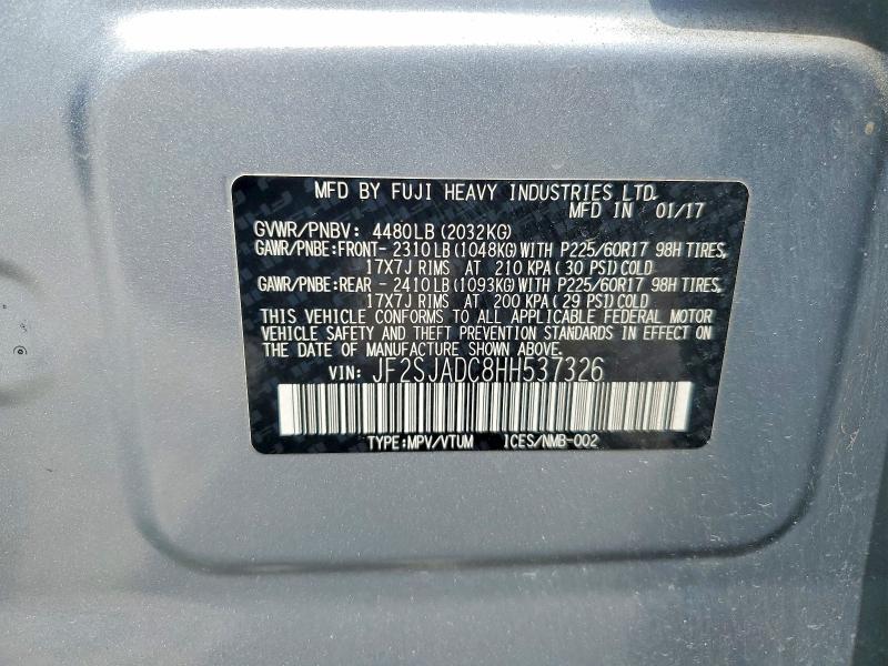 Продаж на аукціоні авто 2017 Subaru Forester, vin: JF2SJADC8HH537326, номер лоту: 52224656