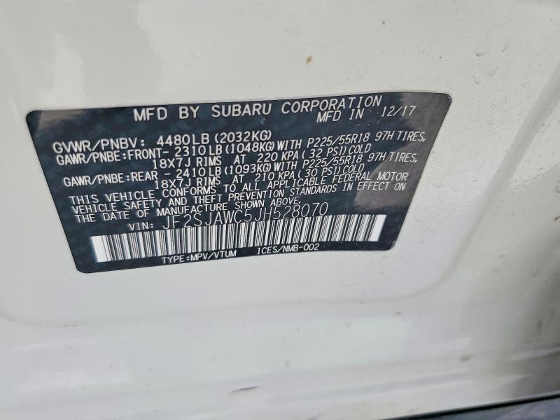 55254006 :رقم المزاد ، JF2SJAWC5JH528070 vin ، 2018 Subaru Forester مزاد بيع