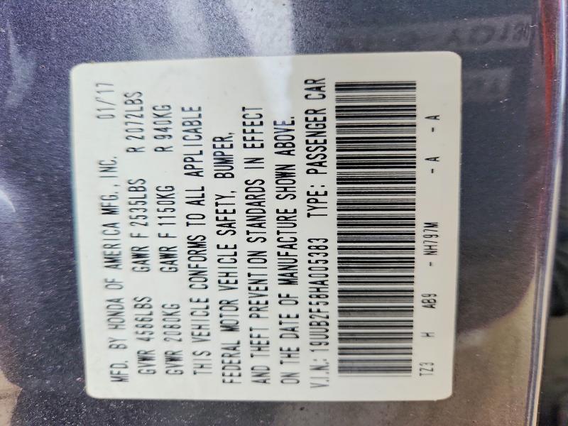 52580106 :رقم المزاد ، 19UUB2F58HA005383 vin ، 2017 Acura Tlx مزاد بيع