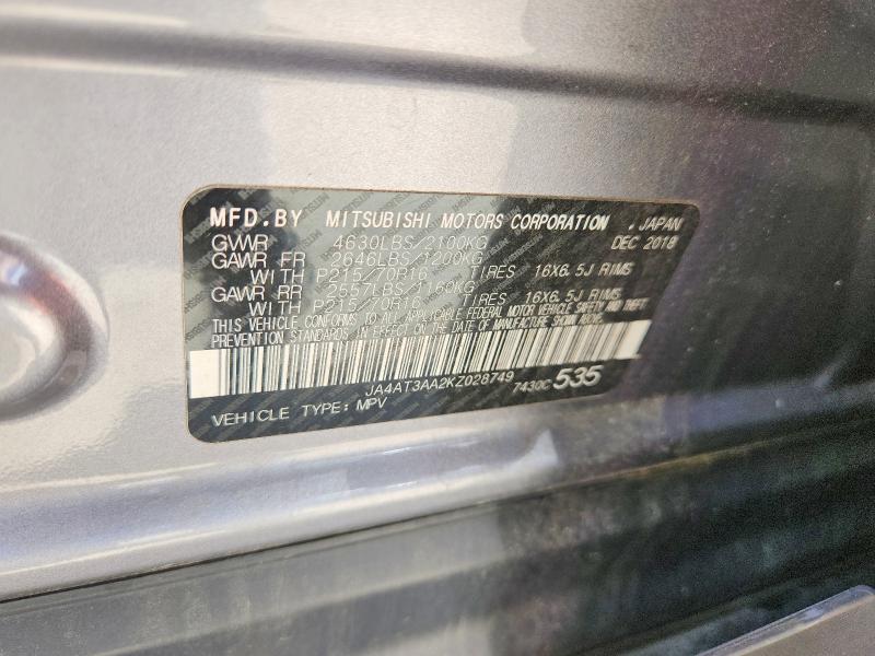 Продаж на аукціоні авто 2019 Mitsubishi Eclipse Cross, vin: JA4AT3AA2KZ028749, номер лоту: 53134526
