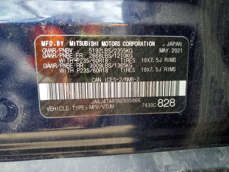 Продажа на аукционе авто 2022 Mitsubishi Outlander, vin: JA4J4TA81NZ605866, номер лота: 51651216