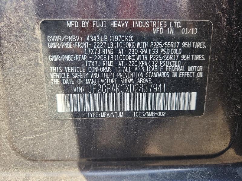 Aukcja sprzedaży 2013 Subaru Xv Crosstrek, vin: JF2GPAKCXD2837941, numer aukcji: 55177626