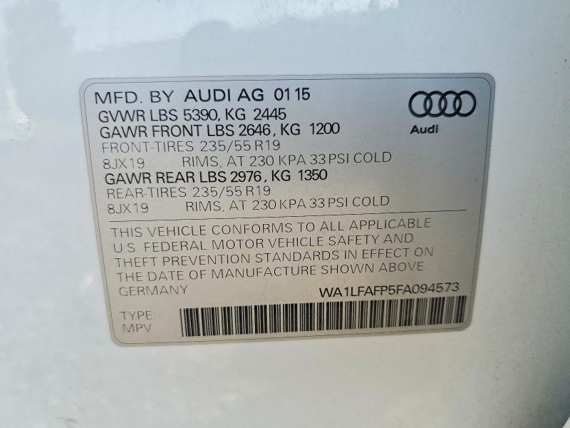 Aukcja sprzedaży 2015 Audi Q5, vin: WA1LFAFP5FA094573, numer aukcji: 54468826