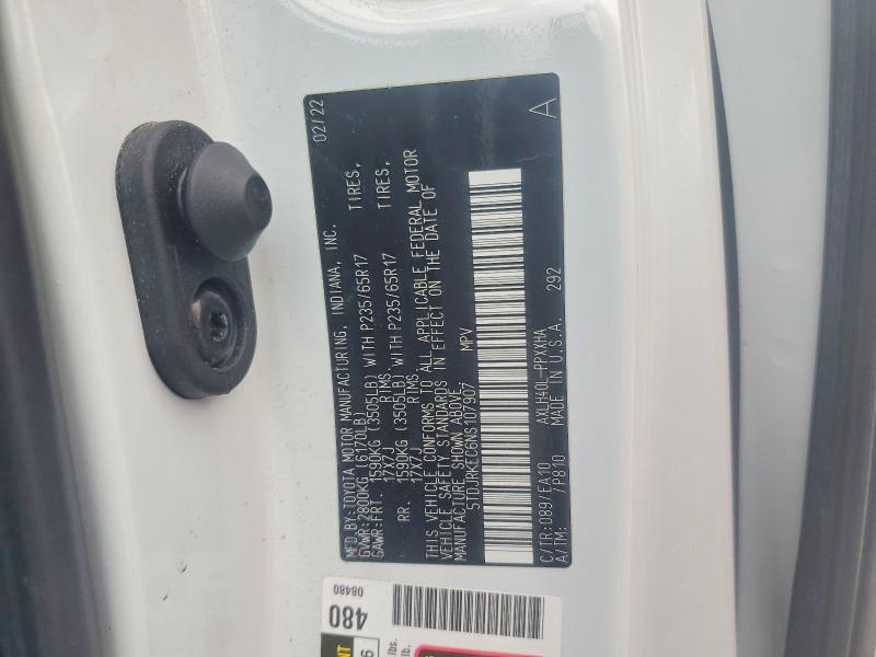 Aukcja sprzedaży 2022 Toyota Sienna, vin: 5TDJRKEC6NS107907, numer aukcji: 54285526