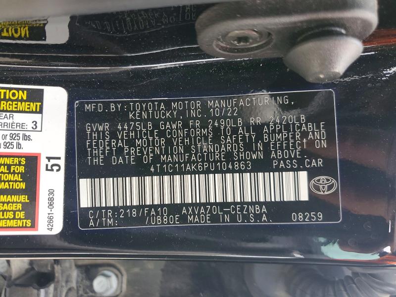 52210786 :رقم المزاد ، 4T1C11AK6PU104863 vin ، 2023 Toyota Camry مزاد بيع