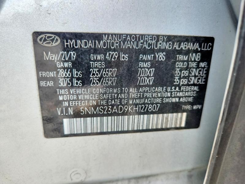 Продажа на аукционе авто 2019 Hyundai Santa Fe, vin: 5NMS23AD9KH127807, номер лота: 53028676