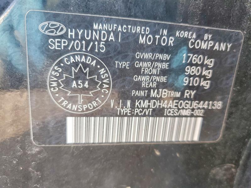 Продажа на аукционе авто 2016 Hyundai Elantra, vin: KMHDH4AE0GU644138, номер лота: 53749796