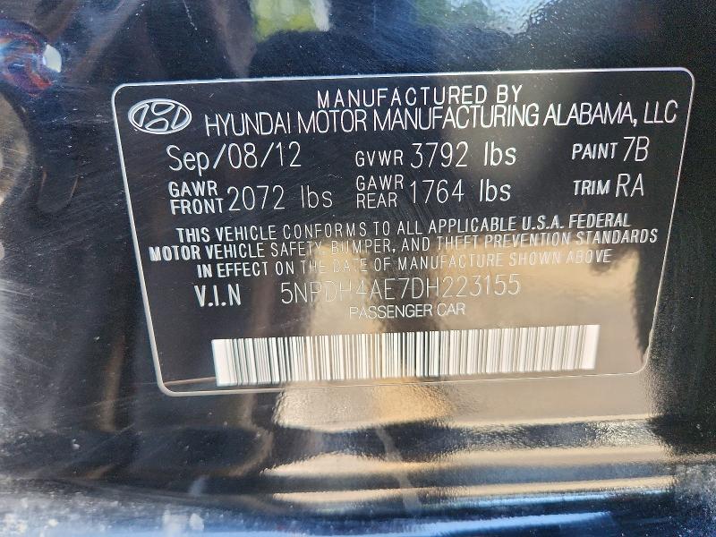 Продаж на аукціоні авто 2013 Hyundai Elantra, vin: 5NPDH4AE7DH223155, номер лоту: 53025506