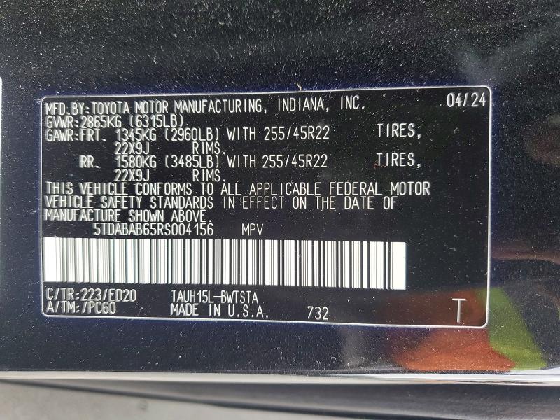 Aukcja sprzedaży 2024 Lexus Tx 500h, vin: 5TDABAB65RS004156, numer aukcji: 54733176