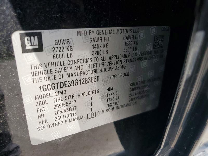Продаж на аукціоні авто 2016 Chevrolet Colorado, vin: 1GCGTDE39G1283650, номер лоту: 53333556