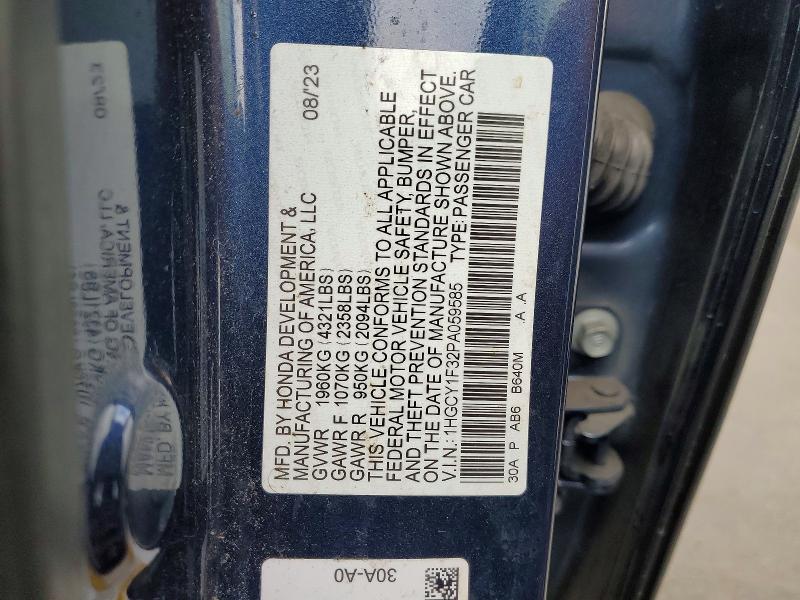 55446316 :رقم المزاد ، 1HGCY1F32PA059585 vin ، 2023 Honda Accord مزاد بيع