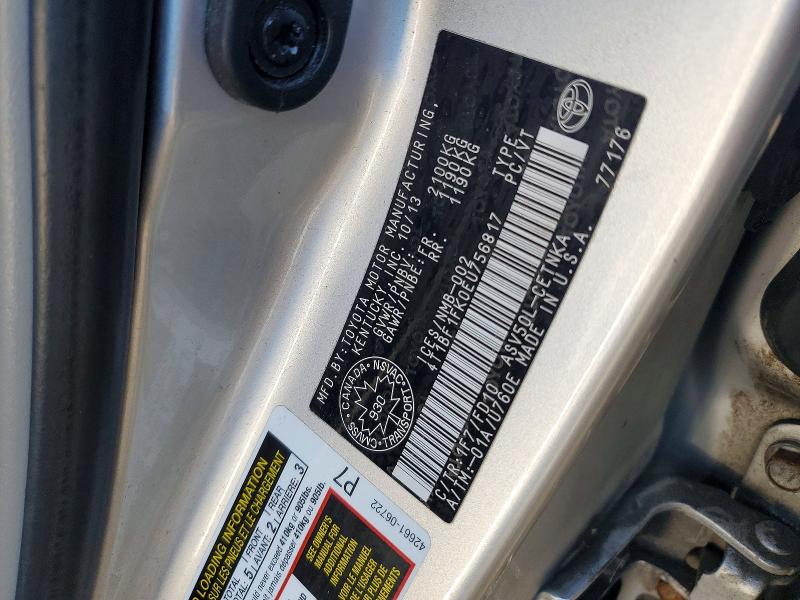 2014 Toyota Camry მანქანა იყიდება აუქციონზე, vin: 4T1BF1FK0EU756817, აუქციონის ნომერი: 52327176