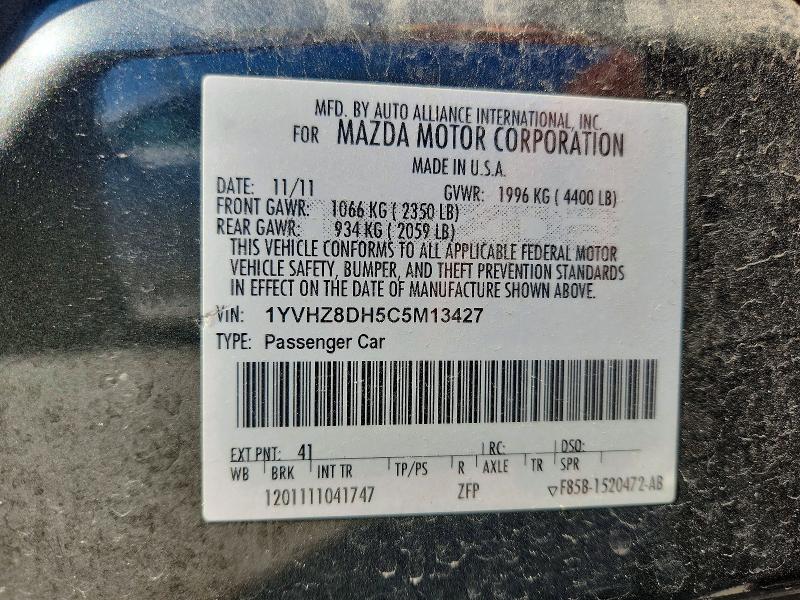 Aukcja sprzedaży 2012 Mazda 6, vin: 1YVHZ8DH5C5M13427, numer aukcji: 53453776