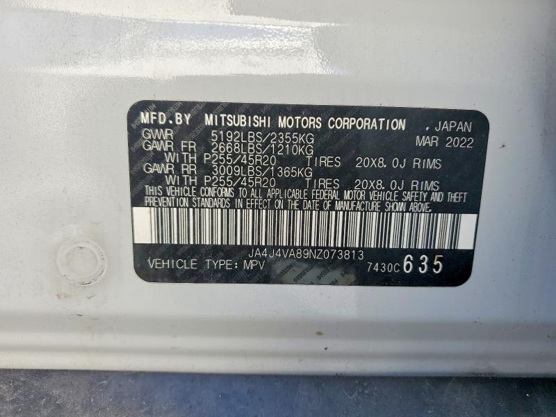 Aukcja sprzedaży 2022 Mitsubishi Outlander, vin: JA4J4VA89NZ073813, numer aukcji: 51965306