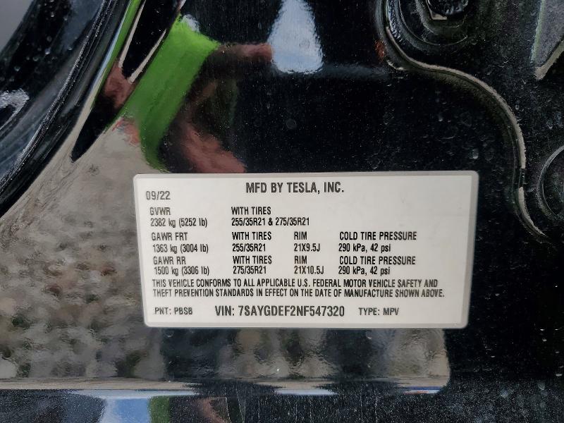Aukcja sprzedaży 2022 Tesla Model Y, vin: 7SAYGDEF2NF547320, numer aukcji: 52410546