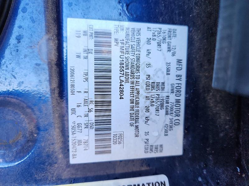 2007 Ford Expedition მანქანა იყიდება აუქციონზე, vin: 1FMFU18557LA42804, აუქციონის ნომერი: 54812436