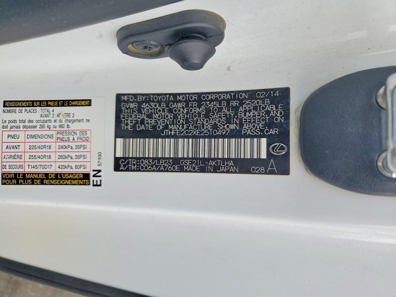54899806 :رقم المزاد ، JTHFE2C2XE2510497 vin ، 2014 Lexus Is مزاد بيع