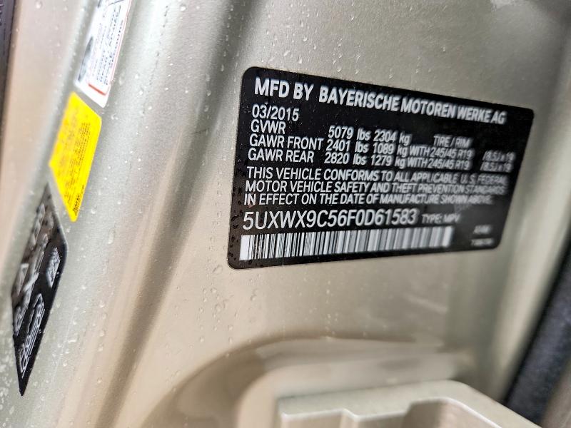 Aukcja sprzedaży 2015 Bmw X3, vin: 5UXWX9C56F0D61583, numer aukcji: 52352566