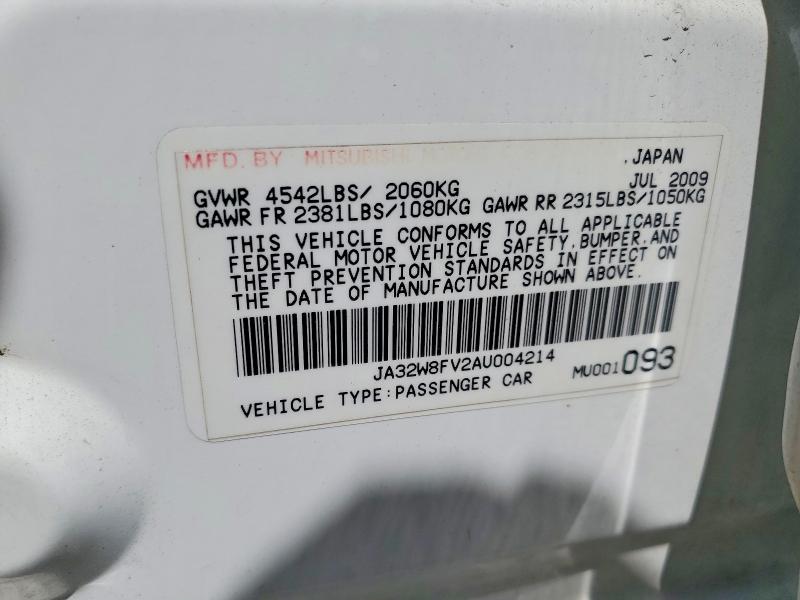 Продаж на аукціоні авто 2010 Mitsubishi Lancer, vin: JA32W8FV2AU004214, номер лоту: 53889616
