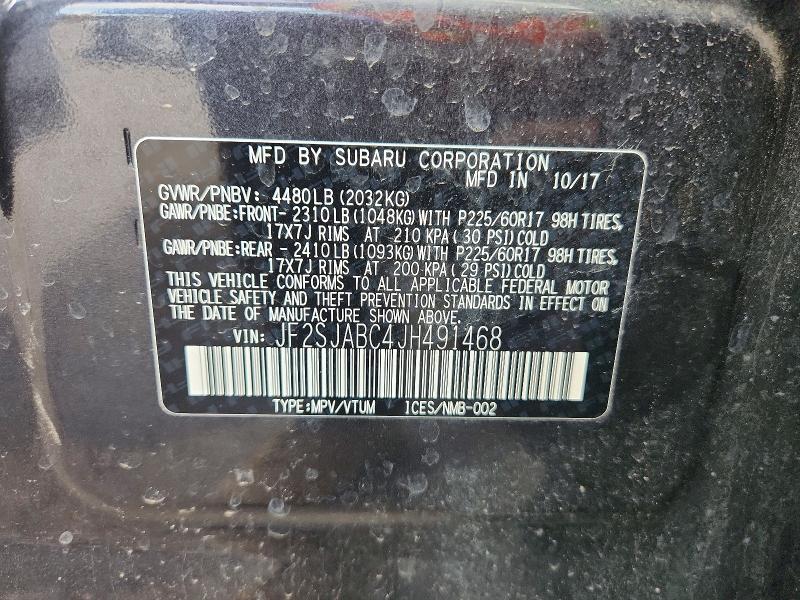 Aukcja sprzedaży 2018 Subaru Forester, vin: JF2SJABC4JH491468, numer aukcji: 52951986